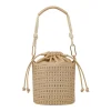 Borsa donna beige Lora Ferres a secchiello traforata e coulisse