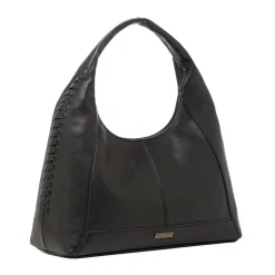Borsa Hobo da Donna Nera con Dettaglio Intrecciato Lora Ferres