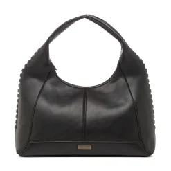 Borsa Hobo da Donna Nera con Dettaglio Intrecciato Lora Ferres