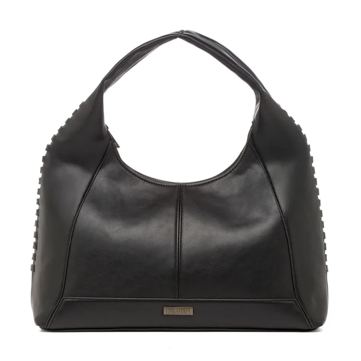Borsa Hobo da Donna Nera con Dettaglio Intrecciato Lora Ferres