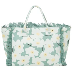 Borsa mare azzurra da Donna in tessuto a fiori con frange Naj Oleari