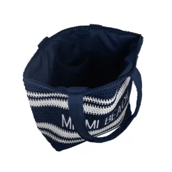 Borsa mare blu a righe da Donna effetto paglia Camomilla Milano
