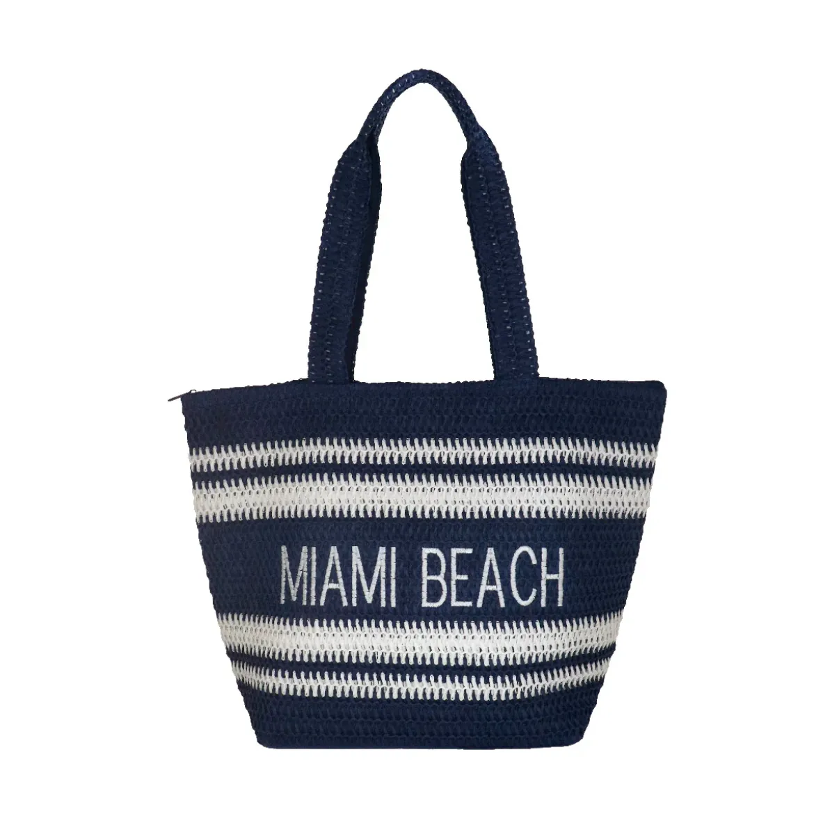 Borsa mare blu a righe da Donna effetto paglia Camomilla Milano