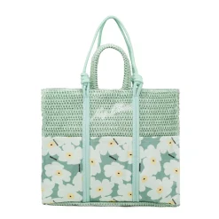 Borsa mare da Donna azzurro acqua con motivo floreale Naj Oleari