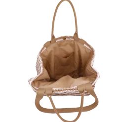 Borsa mare da Donna beige e bianco effetto paglia Camomilla Milano