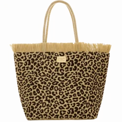 Borsa mare da Donna con fantasia leopardata e frange Camomilla Milano