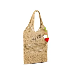 Borsa mare da Donna nude in paglia intrecciata con charm Naj Oleari