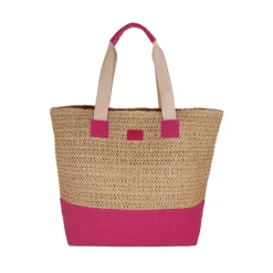 Borsa mare fucsia effetto rafia da Donna con scritta BEACH Camomilla Milano
