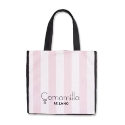 Borsa Mare in Tessuto Camomilla Milano Donna a Righe rosa e bianco