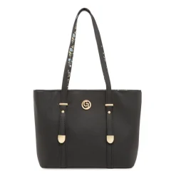Borsa nera da Donna con dettagli fiori e trama saffiano Carrera Jeans