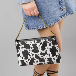 Borsa Pochette Bianca da Donna con stampa animalier Lora Ferres