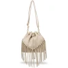 Borsa secchiello Beige da Donna con frange Lora Ferres