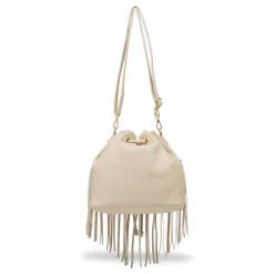 Borsa secchiello Beige da Donna con frange Lora Ferres