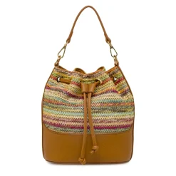 Borsa secchiello multicolore Donna effetto paglia Lora Ferres