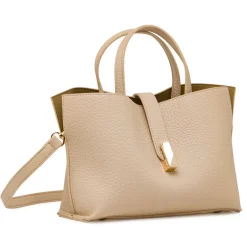 Borsa Tote Bag donna rosa Lora Ferres con tracolla e dettaglio dorato