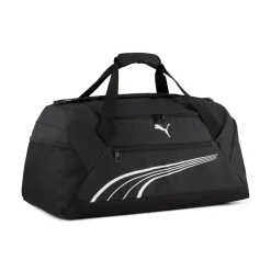 Borsone sportivo nero con tasche e tracolla con logo Puma Phase