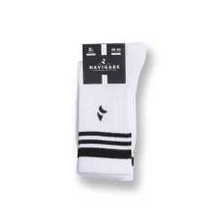 Calzini bianchi da Uomo sportivi con righe set da 3 Navigare