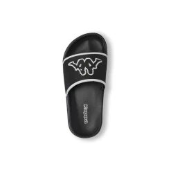 Ciabatte a fascia Bambino Nere con maxi logo bianco Kappa