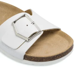 Ciabatte a fascia bianche da Donna con soletta in pelle Lumberjack
