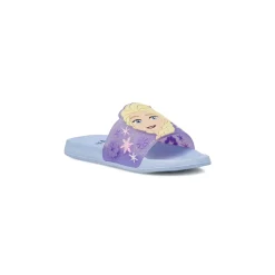 Ciabatte a fascia da Bambina azzurre con glitter e patch Elsa Frozen