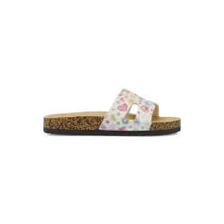 Ciabatte a fascia da Bambina bianche con glitter e cuori Dieci Baci