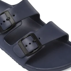 Ciabatte a fascia da Uomo blu con doppie fibbie nere De Fonseca