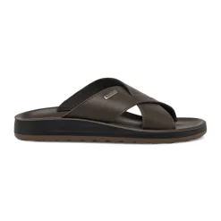 Ciabatte a fascia da Uomo marroni con soletta in pelle Fly Flot