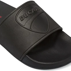 Ciabatte a fascia da Uomo nere con logo e scudo a rilievo Ducati