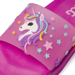 Ciabatte a fascia fucsia da Bambina con decoro unicorno e stelline Jog