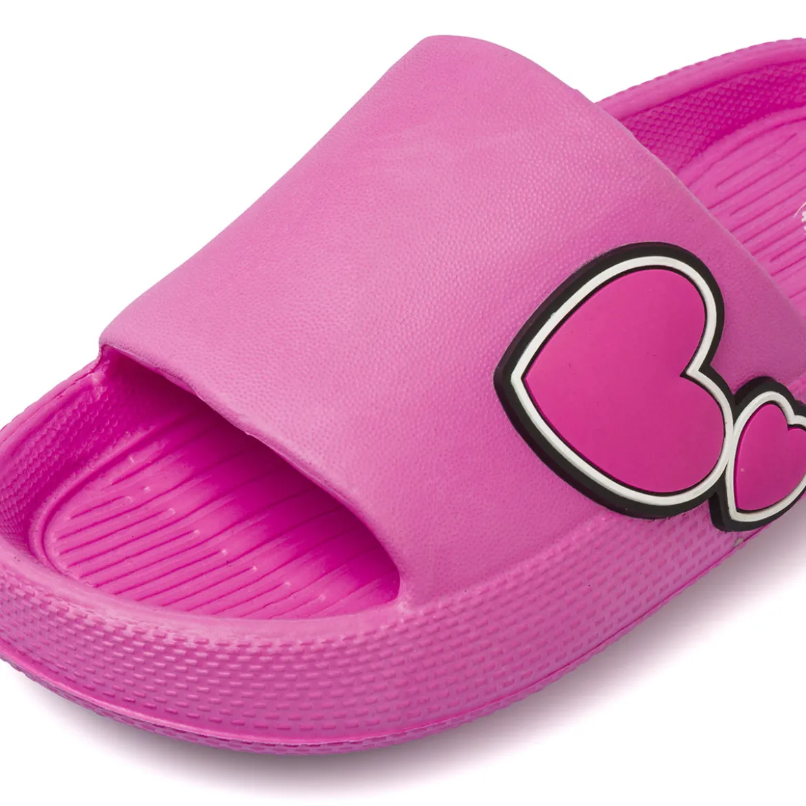 Ciabatte a fascia fucsia da Donna con cuori e scritta Kiss Griff