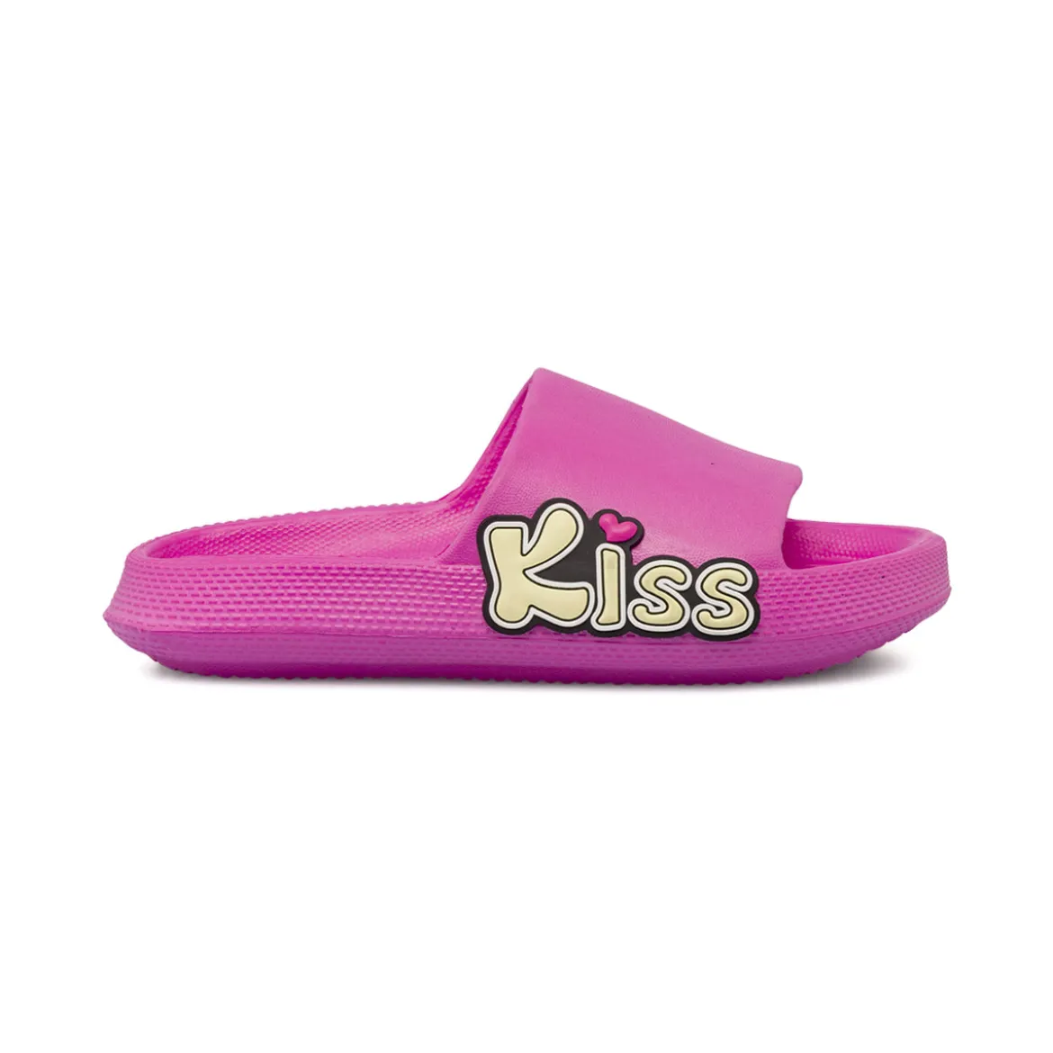 Ciabatte a fascia fucsia da Donna con cuori e scritta Kiss Griff