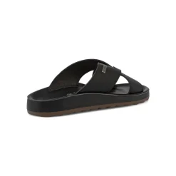 Ciabatte a fascia incrociata Uomo nere con soletta in pelle Fly Flot