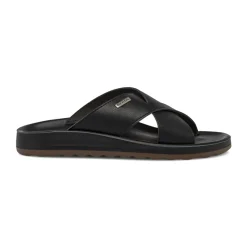 Ciabatte a fascia incrociata Uomo nere con soletta in pelle Fly Flot