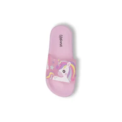 Ciabatte a fascia rosa da Bambina con patch Unicorno