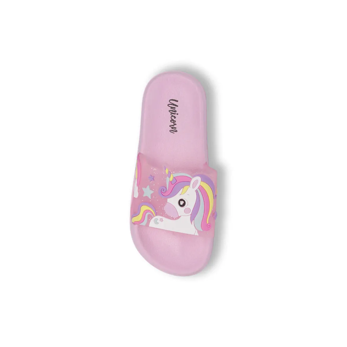 Ciabatte a fascia rosa da Bambina con patch Unicorno