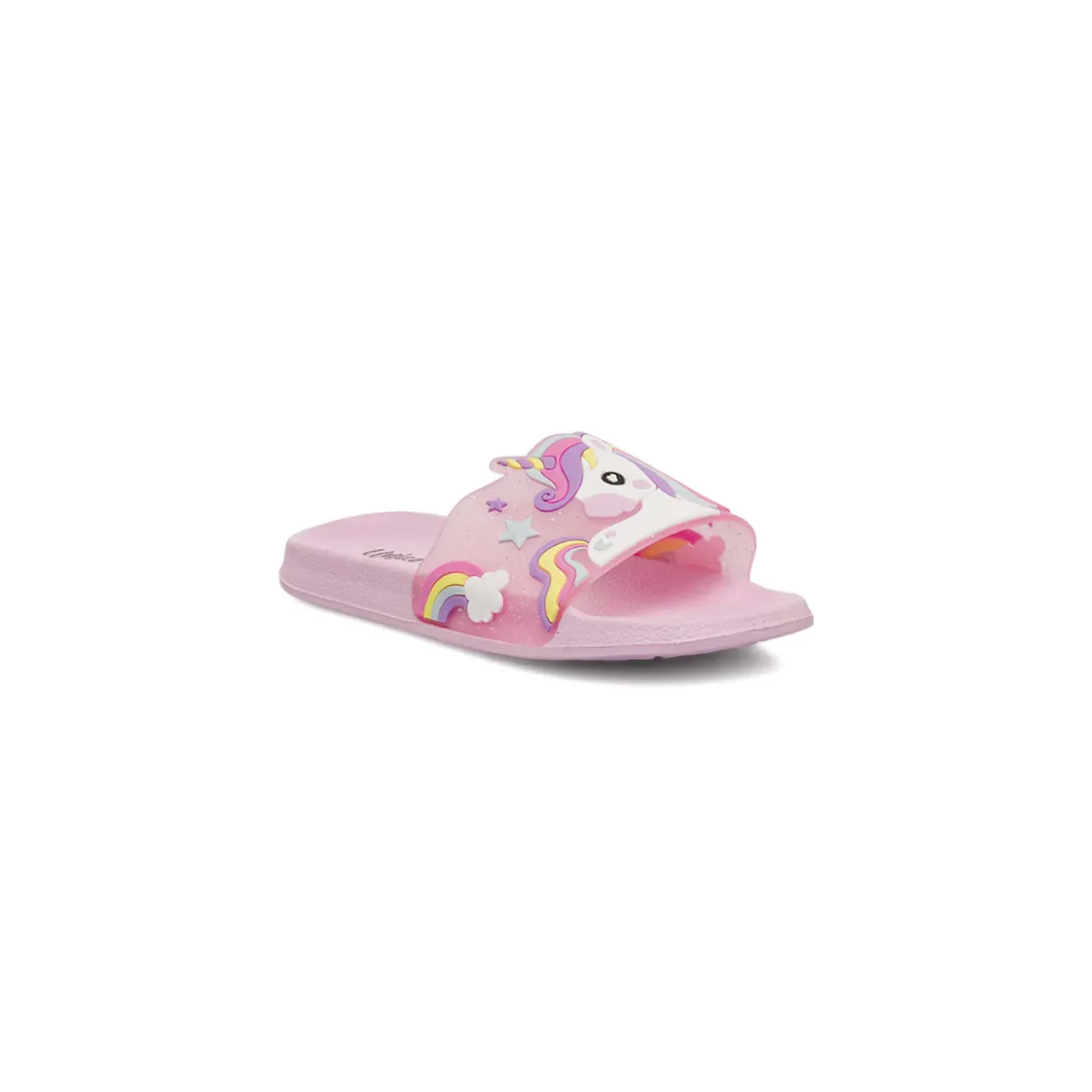 Ciabatte a fascia rosa da Bambina con patch Unicorno