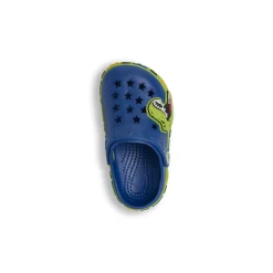 Ciabatte a sabot blu da Bambino con T-Rex e fori a stella Dinosauri