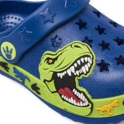 Ciabatte a sabot blu da Bambino con T-Rex e fori a stella Dinosauri
