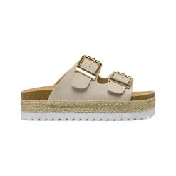 Ciabatte beige da Donna con fibbie e suola alta Lora Ferres