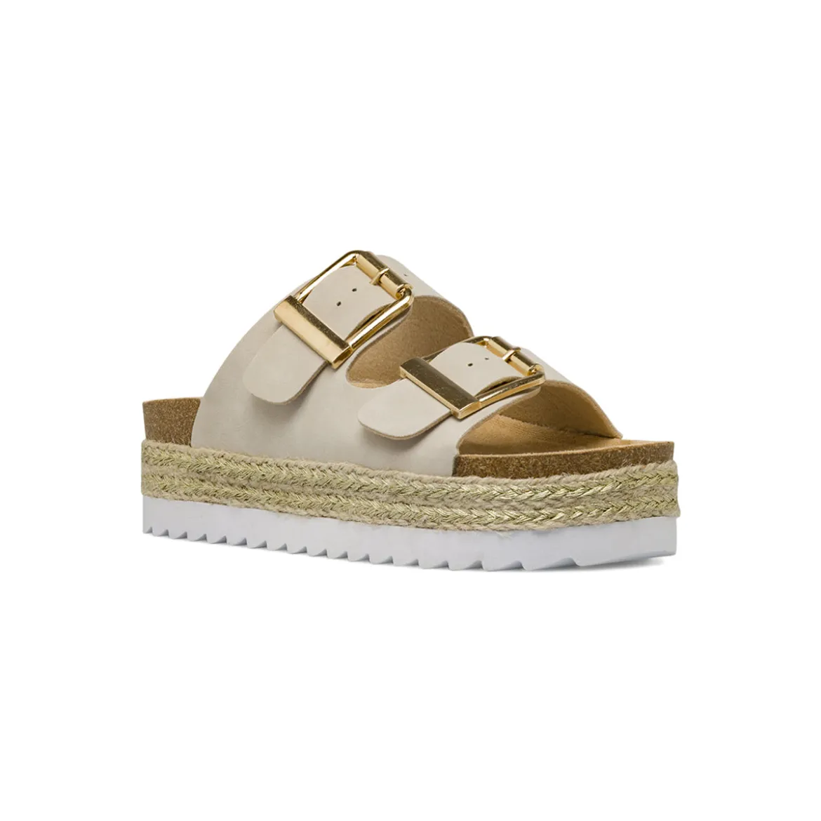 Ciabatte beige da Donna con fibbie e suola alta Lora Ferres
