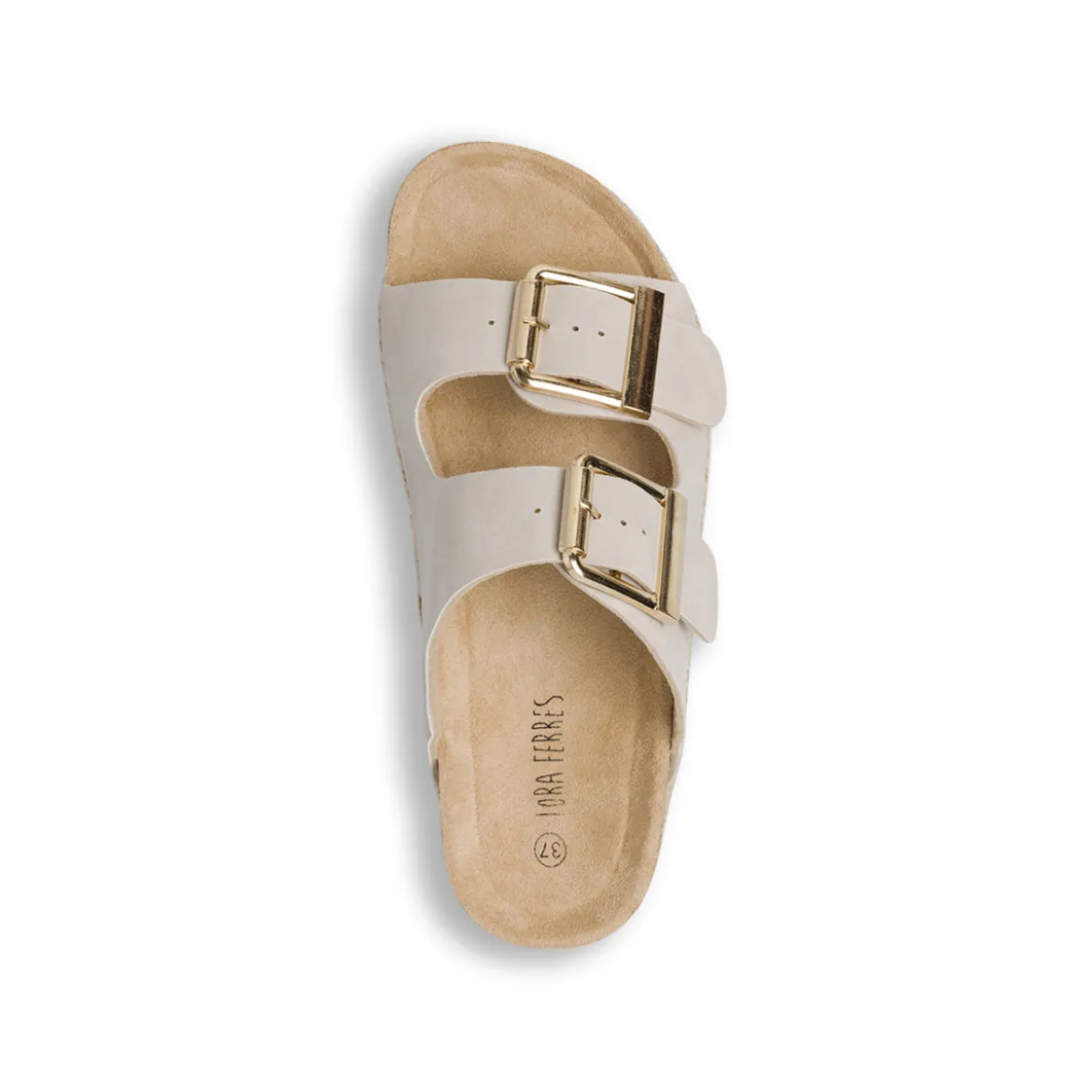 Ciabatte beige da Donna con fibbie e suola alta Lora Ferres