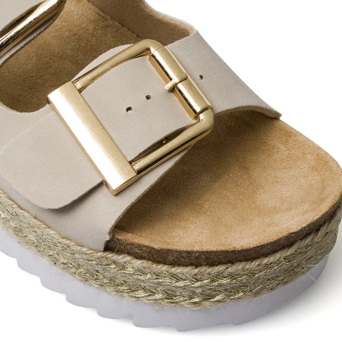 Ciabatte beige da Donna con fibbie e suola alta Lora Ferres