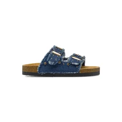 Ciabatte blu effetto denim da Ragazza con strass e perline Dieci Baci