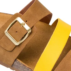 Ciabatte color Cuoio da Donna con dettaglio Giallo Italia Trend Grazia