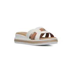 Ciabatte Comfort da Donna Bianche con inserto in contrasto beige P Soft