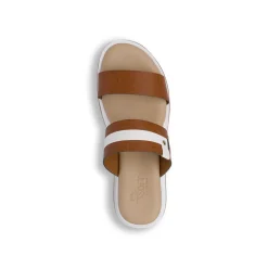 Ciabatte con zeppa comfort bicolore cuoio e bianco da Donna P Soft