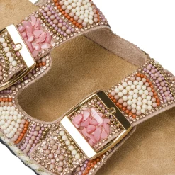 Ciabatte da Donna con doppia fascia Rosa con perline Lora Ferres