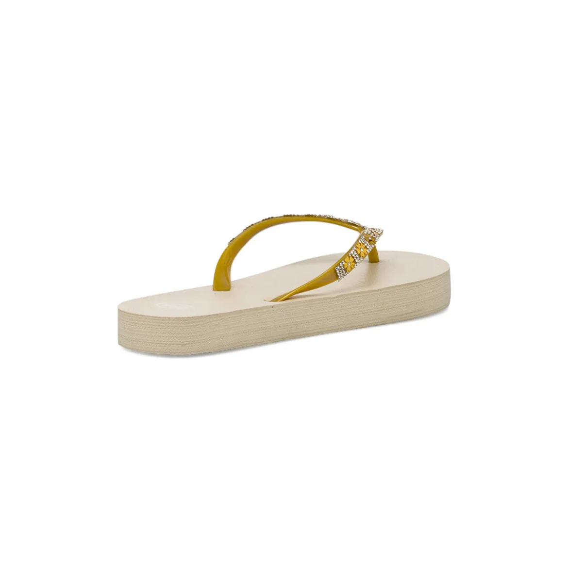 Ciabatte infradito da Donna beige con strass e fiori decorativi Griff