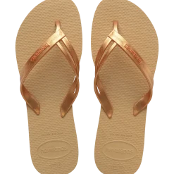 Ciabatte infradito da Donna color oro metallizzato e beige Havaianas
