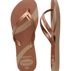 Ciabatte infradito da Donna marroni e oro Havaianas Elegance Print